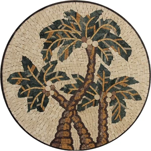 Mosaik Marmor Kokosnuss Bäume Kunst Medaillon Home Pool Design Boden - Bild 1 von 1