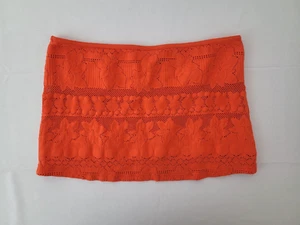 Gideon Oberson Orange Floral Crochet Micro Mini Swim Coverup Size S - Picture 1 of 6