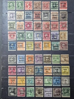 US stamps, 63 precancels from Chicago,  Illinois. Ship O/S $2 - Image 1 of 4