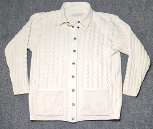 Suéter tejido con botones 100 % algodón azul Willi's Dinamarca marfil pequeño para mujer - Imagen 1 de 10