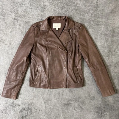 Hinge Genuine Leather Moto Jacket Womens S Brown Lined Seattle Design PNW - Image 1 of 4