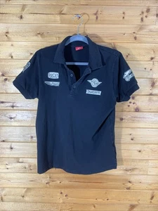 Ducati Meccanica Bologna Polo Shirt Men Black Slit Short Sleeve Golf Size Small - Picture 1 of 13