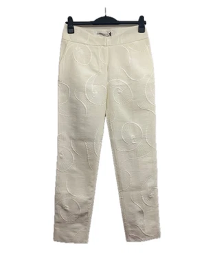 Nuevo con etiquetas Pantalones Agnona para mujer blancos bordados mezcla de seda IT40/UK8 hechos en Italia Foto 1 de 4