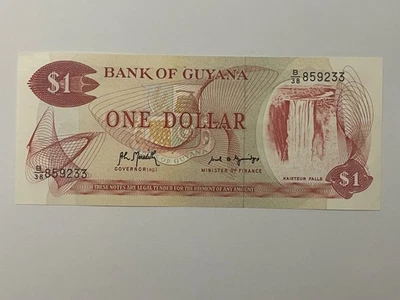 👀 BANK OF GUYANA ONE DOLLAR BANKNOTE HIGH GRADE UNC 👀 - Image 1 of 2