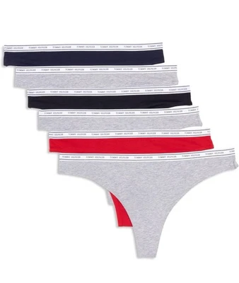 Tommy Hilfiger Mujer Clásico Algodón Logo Tanga | Paquete de 6 Panty Talla Mediana M Foto 1 de 4