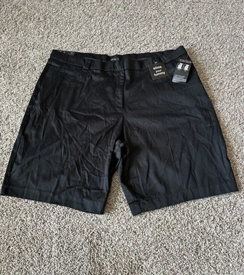 NWT George Womens Plus Size 24W (Measure 44X10) Black Comfort Waist Chino Shorts - Image 1 of 4