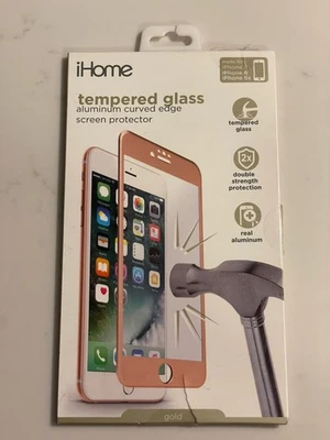 NUEVO--iHome Protector de Pantalla de Vidrio Templado para iPhone 7, 6, 6s DORADO Foto 1 de 2