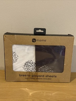 Sábana 4moms Breeze Playard - Algodón Blanco/Gris 2pk NUEVO Foto 1 de 3