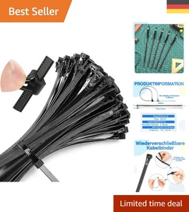 Wiederverwendbare Schwarz Kabelbinder - 120 Stück, Starke Zugbelastbarkeit 29kg - Bild 1 von 9