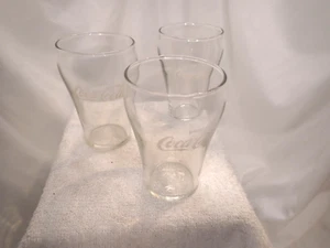 Coca-Cola Coke 4" Mini Small Drink Enjoy Coca- Cola Glasses lot of 3 White - Picture 1 of 5
