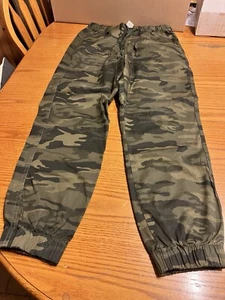 Free Planet Joggers Men's Medium Green Camo Drawstring Stretchy Pants - Picture 1 of 4