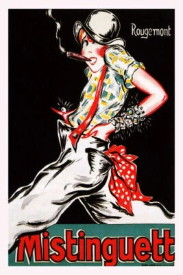 FASHION FRENCH ACTRESS SINGER MISTINGUETT CIGAR SMOKING VINTAGE POSTER REPRO - Image 1 of 3
