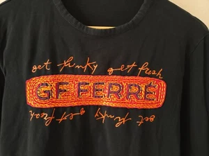 GF Ferre Big Logo Crew Neck Cotton Sweetshirt T-Shirt - Black - Size M - Picture 1 of 6