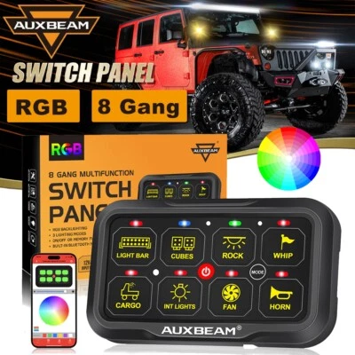 Panel de interruptores AUXBEAM AR-820 RGB 8 velocidades + control de aplicación regulable automático para Jeep Foto 1 de 4