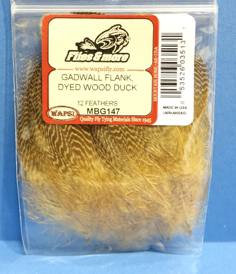 Gadwell 12 selected Feathers Schnatterente 12 Federn gefärbt WOOD DUCK - Bild 1 von 1