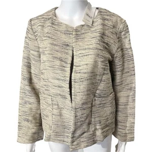 Eileen Fisher Organic Cotton Textured Heather Tweed Blazer Jacket Medium Womens - Picture 1 of 15