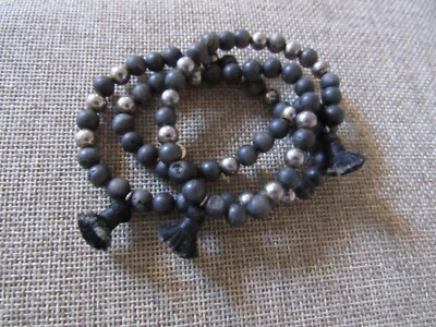 Gorjana Hannah Bead Tassel Wrap Tassel Bracelet Dark grey beads  - Image 1 of 4