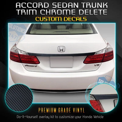 Kit de eliminación de molduras de maletero cromadas para Honda Accord 2013-2015 sedán fibra de carbono mate Foto 1 de 4