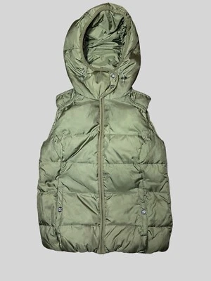 Eddie Bauer Goose Down Vest Women's Small Olive Green Hooded 650 Fill EUC - Image 1 of 4