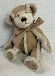 Bath & Body Works Plush Tan Gingerbread Bear Faux Suede Teddy  Sitting  7" Tag - Picture 1 of 7