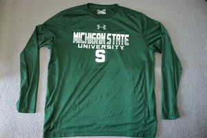 Under Armour Michigan State Spartans Shirt Men's Large NCAA Heat Gear Loose - Picture 1 of 9