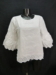 Gr.42 Trachtenbluse Bluse weiß Baumwolle H& M mit Spitze TB5702 - Bild 1 von 4