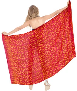 LA LEELA Women's Sarong Swimwear Cover-Up Wrap Skirt Plus Size 78"x43" Pink_K23 - Picture 1 of 3