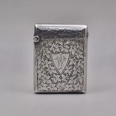 Estuche Vesta de plata esterlina soporte seguro William Norris & Sons 1897 Foto 1 de 4