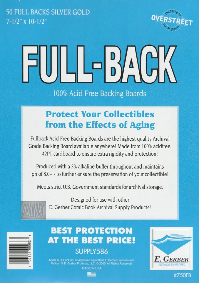 50 tableros de cómics de archivo E. Gerber Full-back plateados 42PT producción 2025 750FB Foto 1 de 1
