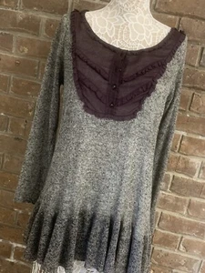 Free People Leinen Tunika Rüschen Top Gr. M Oversize Modern Comfort - Bild 1 von 12