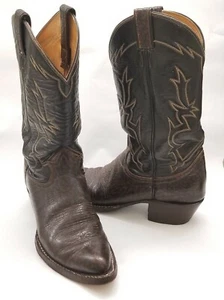 Vintage Tony Lama Herren Größe 9AA Western Cowboystiefel Braun Leder Neu Vibram Absätze - Bild 1 von 12