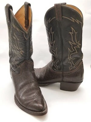 Vtg Tony Lama Mens Size 9AA Western Cowboy Boots Brown Leather New Vibram Heels - Image 1 of 4