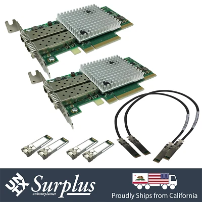 2x SFN7501F 10GB SFP+ Dual Port Solarflare NIC 2x 10GB SFP+ DAC 4x 10Gb Optics - Image 1 of 4