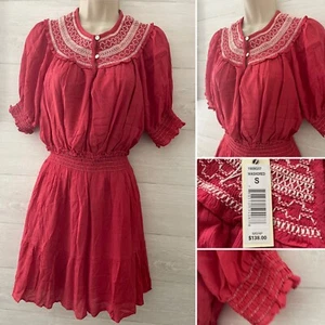 New~$138~ Peasant Tiered Smocked Midi Boho Dress~Size S - Embroidered Max Studio - Picture 1 of 11