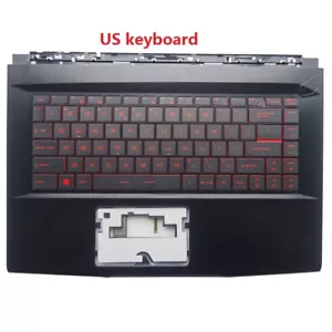 New for MSI GF63 MS-16R1 US English keyboard Palmrest Case Red backlit - Picture 1 of 2