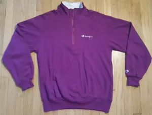 Felpa vintage anni '90 CHAMPION marchio crewneck L magenta giacca viola - Foto 1 di 6