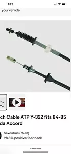 Clutch Cable ATP Y-322 fits 84-85 Honda Accord - Picture 1 of 4