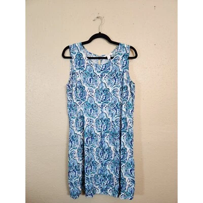Mini vestido sin mangas Croft & Barrow para mujer azul blanco cachemira cuello redondo talla XL Foto 1 de 4