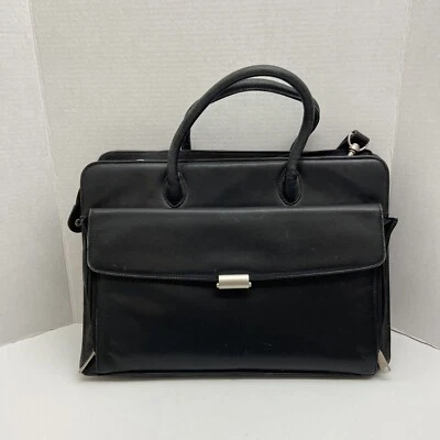 Wilson Leather Pelle Studio Black Leather Briefcase Laptop Messenger Bag - Image 1 of 4