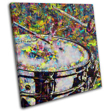 Drum Colourful Pop Paint Musical SINGLE CANVAS WALL ART Picture Print