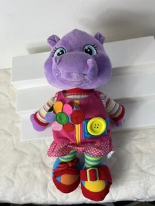 Baby Hippo Rattle Garanimals 13” Learn Dress Zip Button Tie Plush Stuffed Animal - Picture 1 of 12