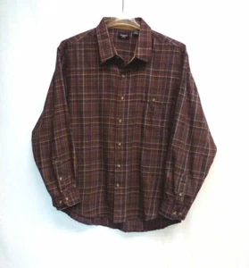 Camicia uomo XXL Haggar manica lunga bottoni davanti marrone flanella 2XL B17 - Foto 1 di 5