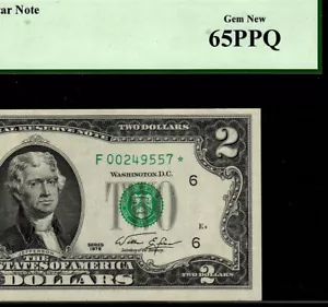 1976 $2 STAR NOTE ATLANTA PCGS 65 PPQ LOW SERIAL NUMBER F00249557* (AE) - Picture 1 of 4