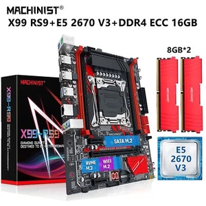 Machinist X99 RS9 Hauptplatine LGA 2011-3 Xeon E5 2670 V3 DDR4 ECC (2*8 GB) RAM - Bild 1 von 12
