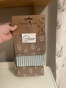 TK Maxx Easter Spring Bunny Rabbit Set of Three kitchen Tea Towels BNWT - Picture 1 of 12