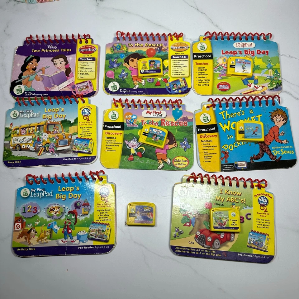 My First Leap Pad Game & Book Lot Of 6 Games And 8 Books Dora Leap Princess Seus - Image 1 of 4