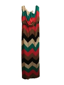 Trixxi Strapless Dress Womans Size XL Maxi  Colorful Chevron Striped - Picture 1 of 16