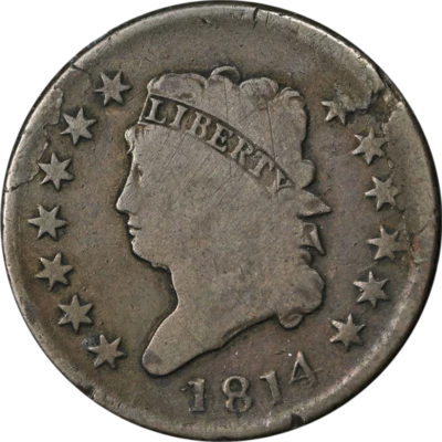 1814 Large Cent Plain '4' Choice VG+ S.295 R.1 Great Eye Appeal Nice Strike - Image 1 of 2