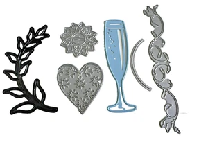31A/ JOB LOT MIXED METAL DIES FOR CARD MAKING PAPER CRAFT CHAMPAGNE SWIRL HEART - Picture 1 of 7