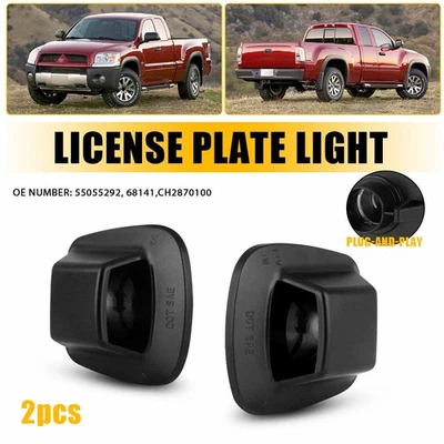 Pair For Dodge Dakota/Mitsubishi Raider Black License Plate Light Housing Rear - Image 1 of 4